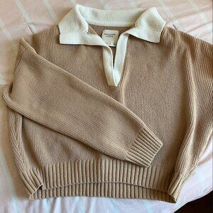 A&F Tan Knit Pullover Sweater